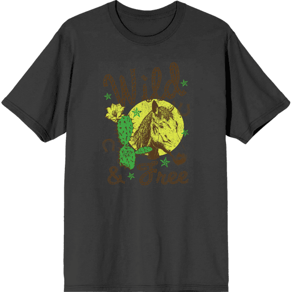 Wild and Free Western Icons Adult Charcoal Crew Neck Short Sleeve Tee-XXL