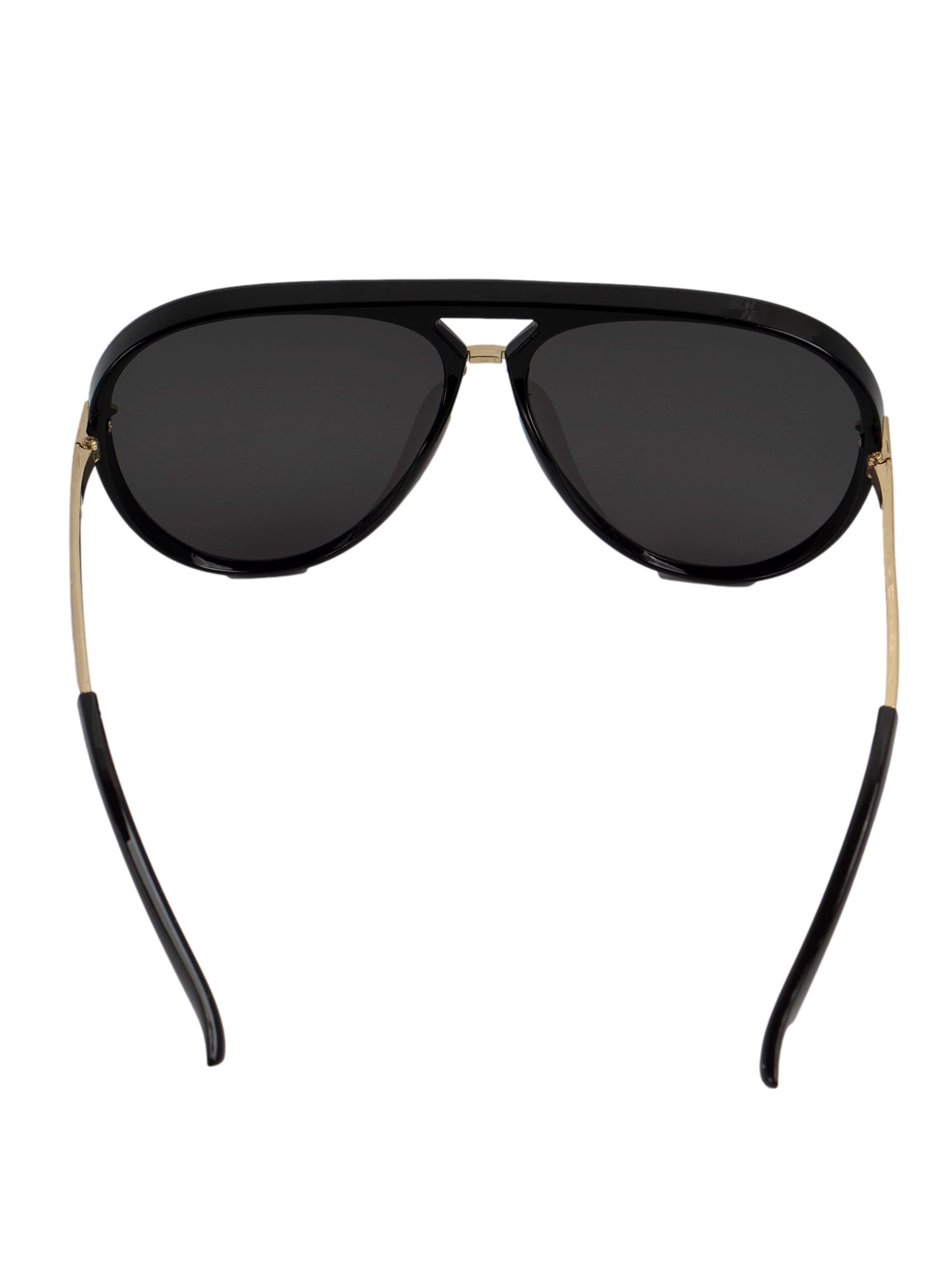 Unisex Large Aviator Frame Sunglasses, Black and Gold - 12 Pack