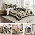thumbnail image 6 of King Quilt Set 96''x106'', Boho Red Teal Brown Lightweight Summer Bedspread Coverlet Set with 2 Pillow Shams, Southwestern Country Geometric Breathable All Season Quilt Bedding for Bedroom/Guest Room, 6 of 9