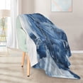 thumbnail image 5 of Qxltty Ink Blue White Marble Soft Cozy Fluffy Blankets for Couch Sofa Chair Bed Camping Picnic Travel Lightweight Bed 50×60inch, 5 of 7