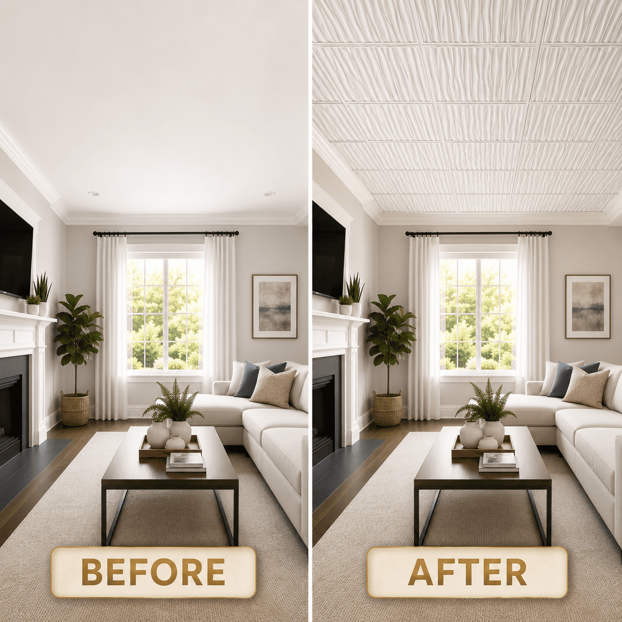 Yeslife 2 x 2 ft Drop Ceiling Tiles, 12 Pack, White PVC 3D Wall Panels, Covers 48 Sq Ft