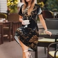 thumbnail image 3 of Easygdp Gold Pattern Black Skull para Vestido Transpirable de Mujer, Vestido Suelto de Manga Corta con Pliegues y Bolsillos para el Verano, 3 of 6