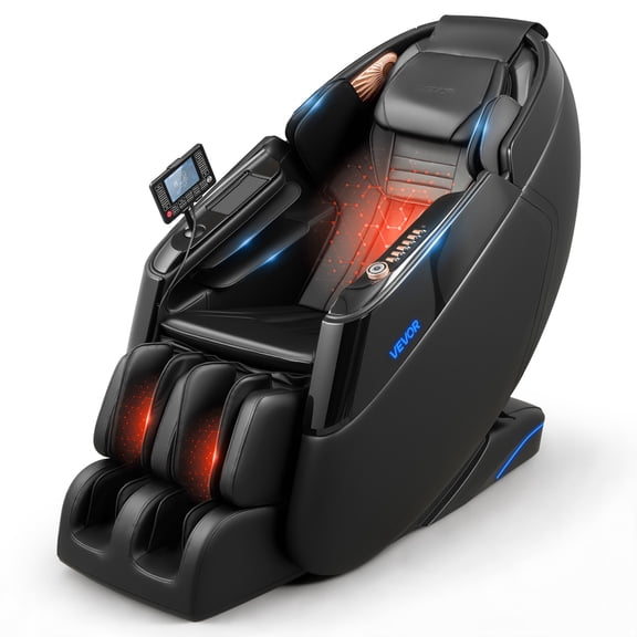 VEVOR Massage Chair, 4D Zero-Gravity Full Body Massage Chair with Extendable Footrest, Automatic Modes, Airbags, Waist & Leg Heating, Bluetooth Speaker, Touchscreen Control, for Home and Office Use