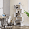 Plugsus Home Furniture, 5 Tier Z-Shelf Style Modern Bookcase White Finish