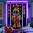 thumbnail image 4 of Fluorescent Christmas Door Cover - 35.4x70.8in Santa Claus & Christmas Tree Printed Festive Banner, Durable Polyester Holiday Decoration for Indoor Outdoor Xmas Party Home Front Door, 4 of 6
