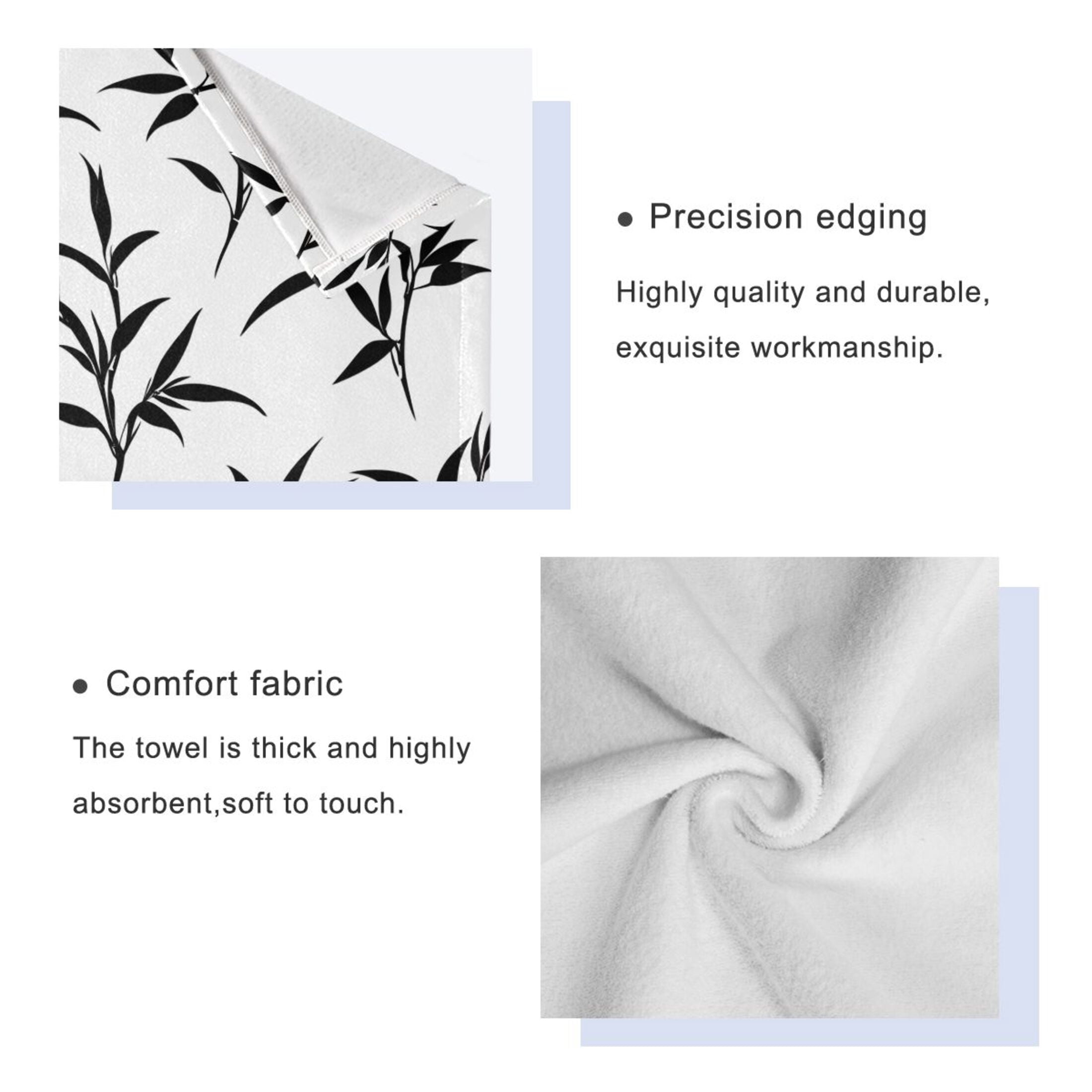 Three-Piece Towel Set Face Towel Towel Set Hand Towel Bath Towel Cotton Bath Towels Bath Towel Sets Hand Bath Towels Black Bamboo Leaves