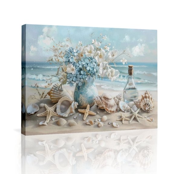 Topbout Art Modern Cute Beach Ocean Shell Flower Poster Canvas Print Bedroom Bathroom Lounge
