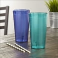thumbnail image 6 of Cafe 20-ounce Break-Resistant Plastic Restaurant-Style Beverage Tumblers , Set of 16 in 4 Coastal Colors, 6 of 7