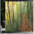 thumbnail image 4 of Ambesonne Nature Shower Curtain, Forest Path View, 69"Wx75"L, Green Yellow, 4 of 5