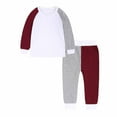 thumbnail image 3 of Elainilye Fashion Boys and Girls 2 Piece Set Round Neck Raglan Long Sleeve Top Long Pants Homewear Set Sizes 3M-13Y,Red, 3 of 9