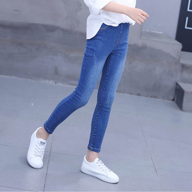 AAMILIFE Jeans Ajustés pour Filles Taille Élastique Pantalon Crayon