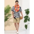 thumbnail image 3 of Camisa con estampado animal Lars Amadeus para hombre manga corta con botones informal leopardo cebra Blanco negro M, 3 of 6