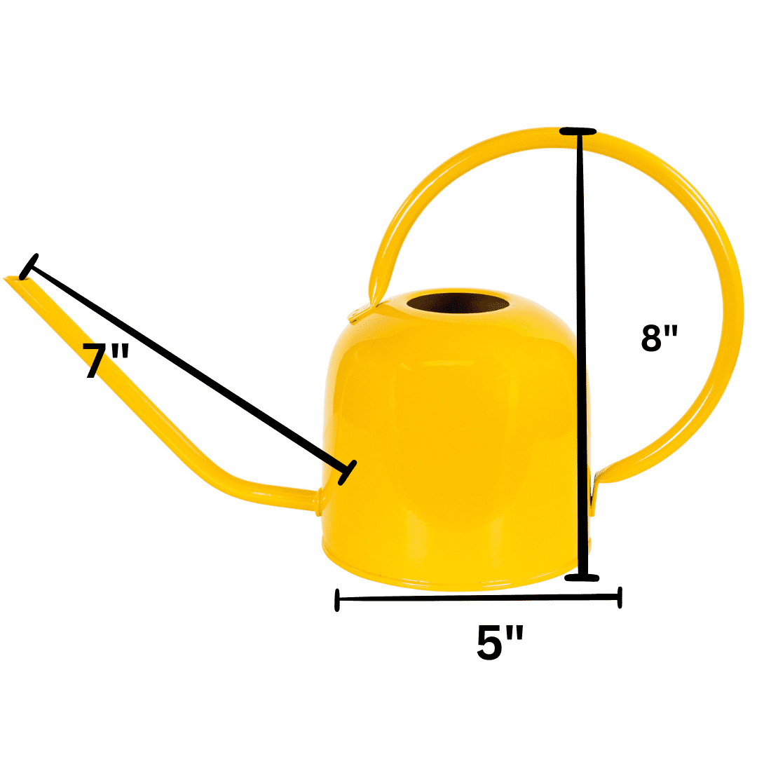 Down To Earth Basics Heavy Gauge Metal Watering Can, Painted Yellow 1.5 Liter