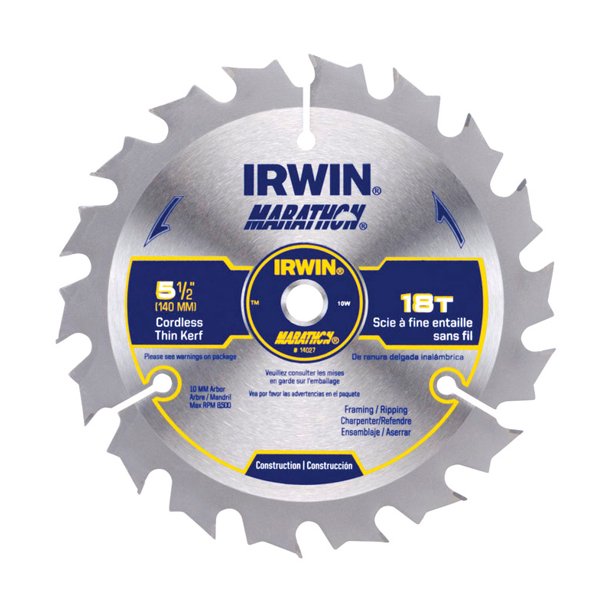 Irwin Marathon 51/2 in. Dia. x 10 mm Carbide Circular Saw Blade 18 teeth 1 pk