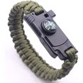 thumbnail image 1 of Survival Gear Paracord Bracelet - Outdoor Bracelet for Hiking Camping Gear Kit - Parachute Rope Bracelet, Flint Fire Sticks, Compass Stone, Survival Tools, Whistle. (Green), 1 of 6