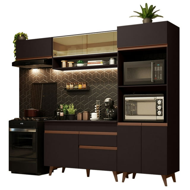 Madesa Gabinete de Cocina Integral Completa 260 cm Reims Negro 07