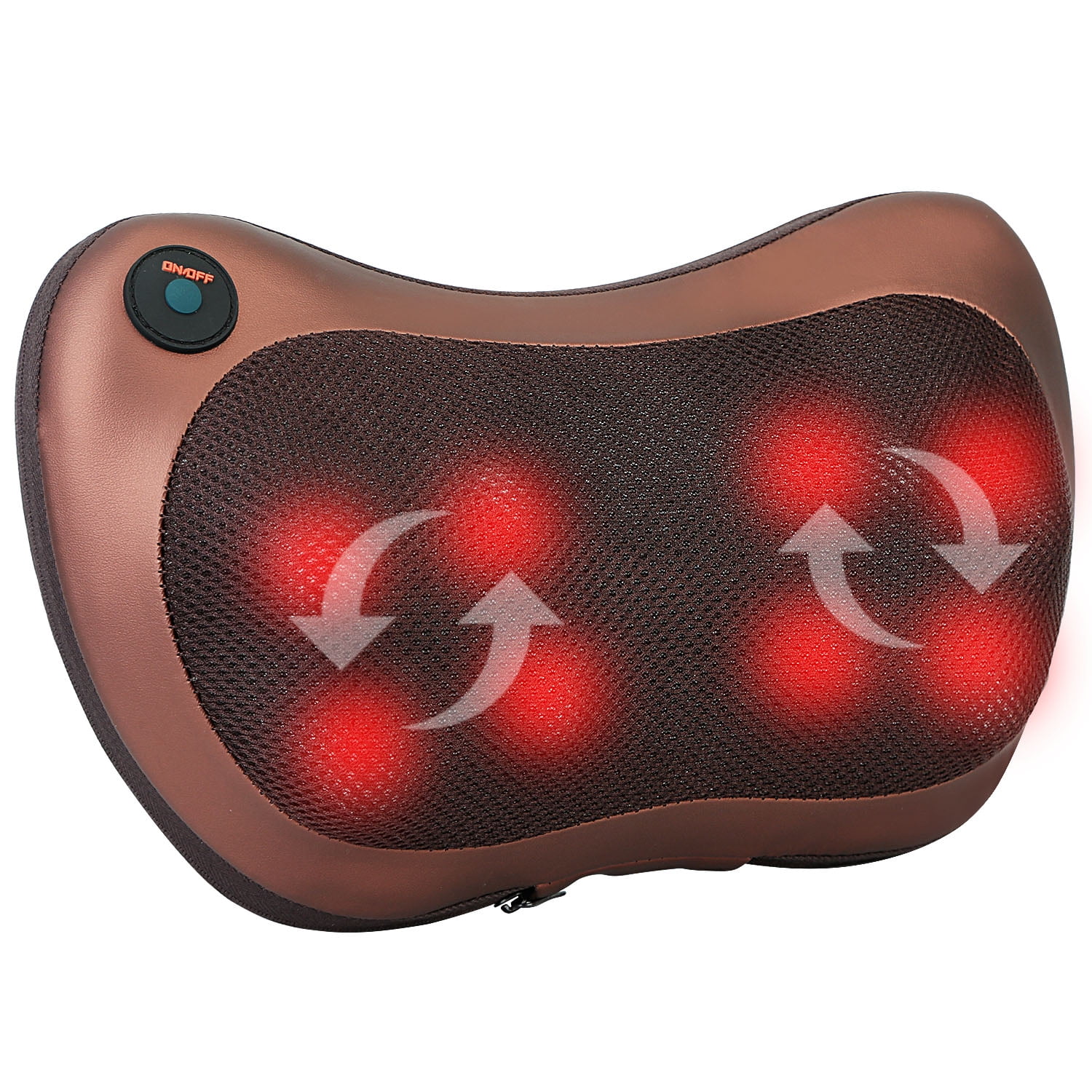 iMounTEK 8 Heads Shiatsu Massage Pillow 3D Kneading Neck Back Massager with Heating 3 Modes Auto Off Car Pillow