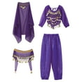 thumbnail image 2 of TiaoBug Kids Girls Belly Dance Outfits Halter Top Harem Pants Indian Carnival All Set Purple 11-12, 2 of 7