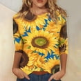 thumbnail image 2 of Birdeem Blouse pour Femmes T-Shirt Imprimé Mode Manches 3/4 Blouse Col Rond Hauts Décontractés, 2 of 12