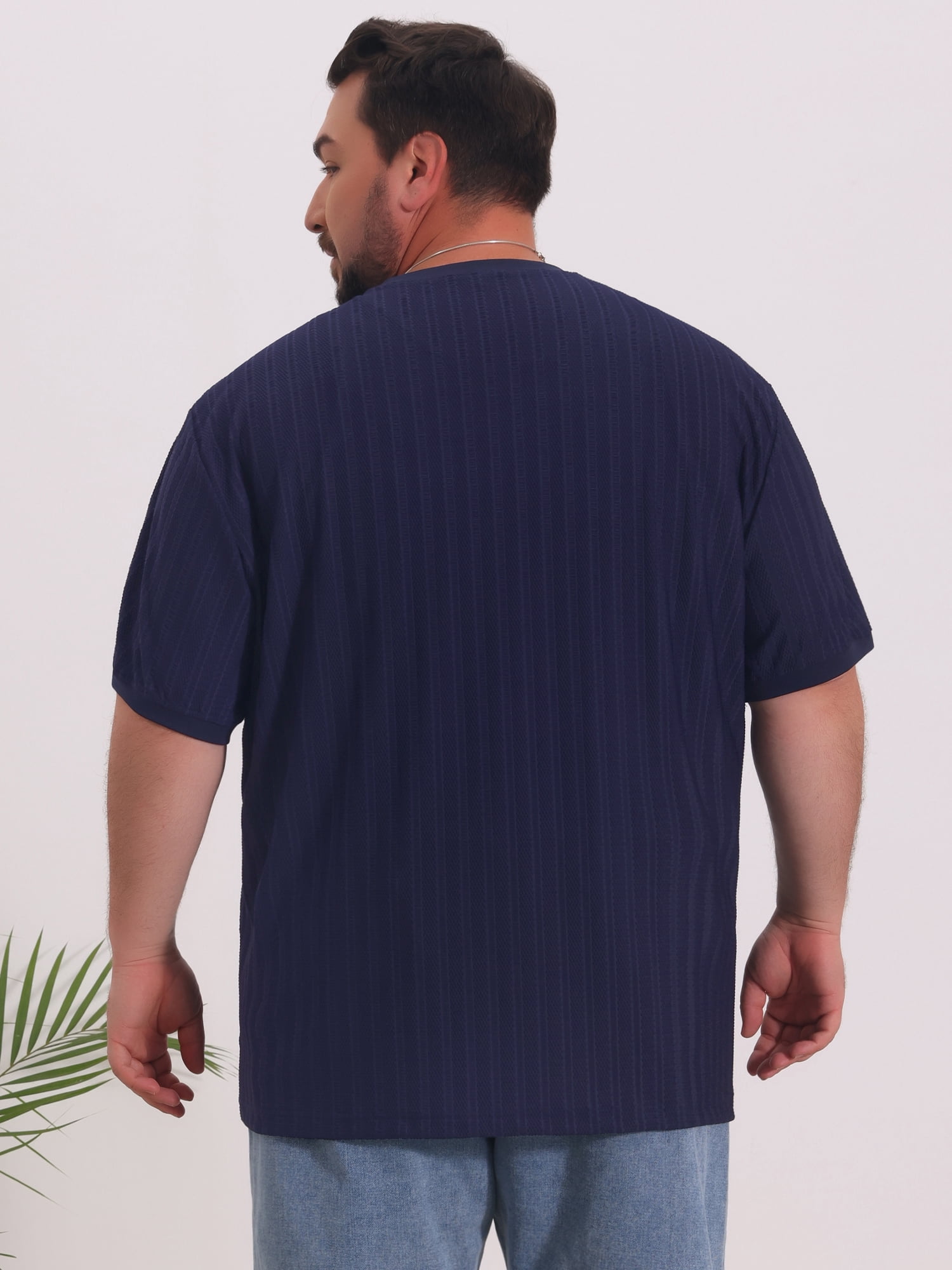 DARING DIVA Men's Big Tall Mesh Breathable Crew Neck Short Sleeve T-Shirts 4XL Navy Blue