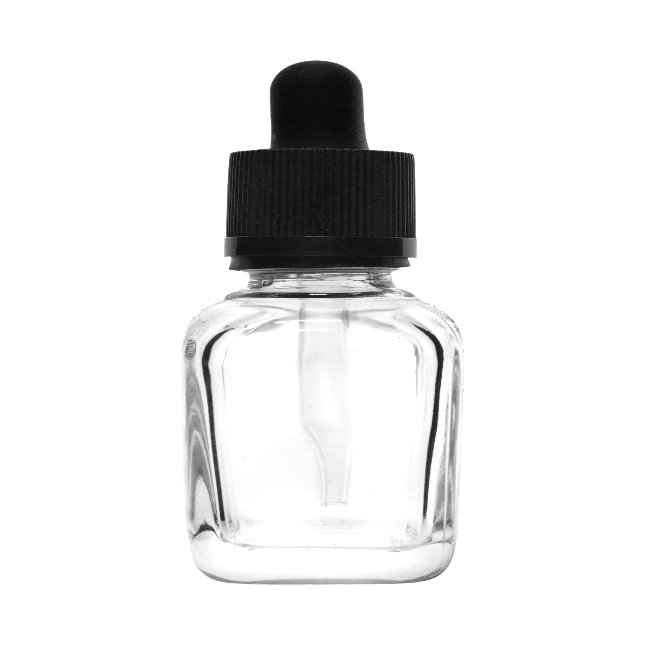 6PK Heavy Duty Barnes Dropping Bottles, 30ml (1oz) - Transparent Soda Glass - 1ml Capacity Glass Dropper - Screw Cap with & Rubber Bulb - Eisco Labs