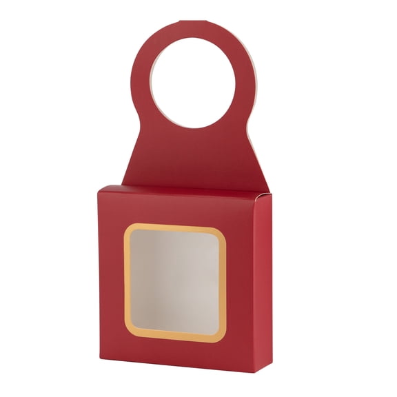 Maroon Wine Bottle Gift Box Hanger with Window 24 Pack 3.65"x1.125"x3.75"