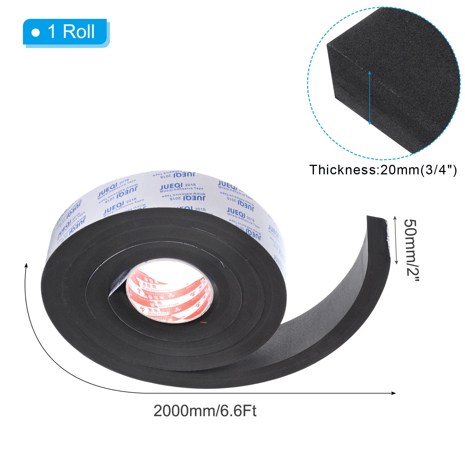 Unique Bargains Insulation Self-Adhesive EVA Weather Stripping Black 6.6Ft
