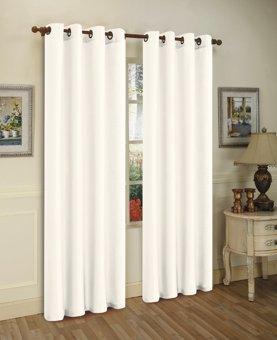 J&V Textiles Faux Silk Window Curtain Set with Two Curtain Panels and