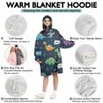 thumbnail image 5 of Wearable Oversized Blanket,DarkBlue Cartoon Dinosaurs SpeechBubbles Pattern Wearable Blanket Hoodie for Adults,Cozy Hooded Blankets with Super Pockets,Super Warm Fuzzy Pullover for Women & Men, 5 of 6