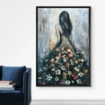 thumbnail image 3 of IDEA4WALL Framed Canvas Print Wall Art Long Hair Lady with Flower Skirt Wall Decor Vintage Classic Abstract Print Retro Female Silhouette Artwork Contemporary for Room Decor - 24"x36" Black, 3 of 5