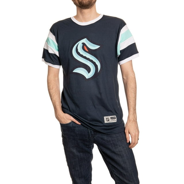 Seattle Kraken T-Shirt Rétro Universitaire à Manches Encastrées