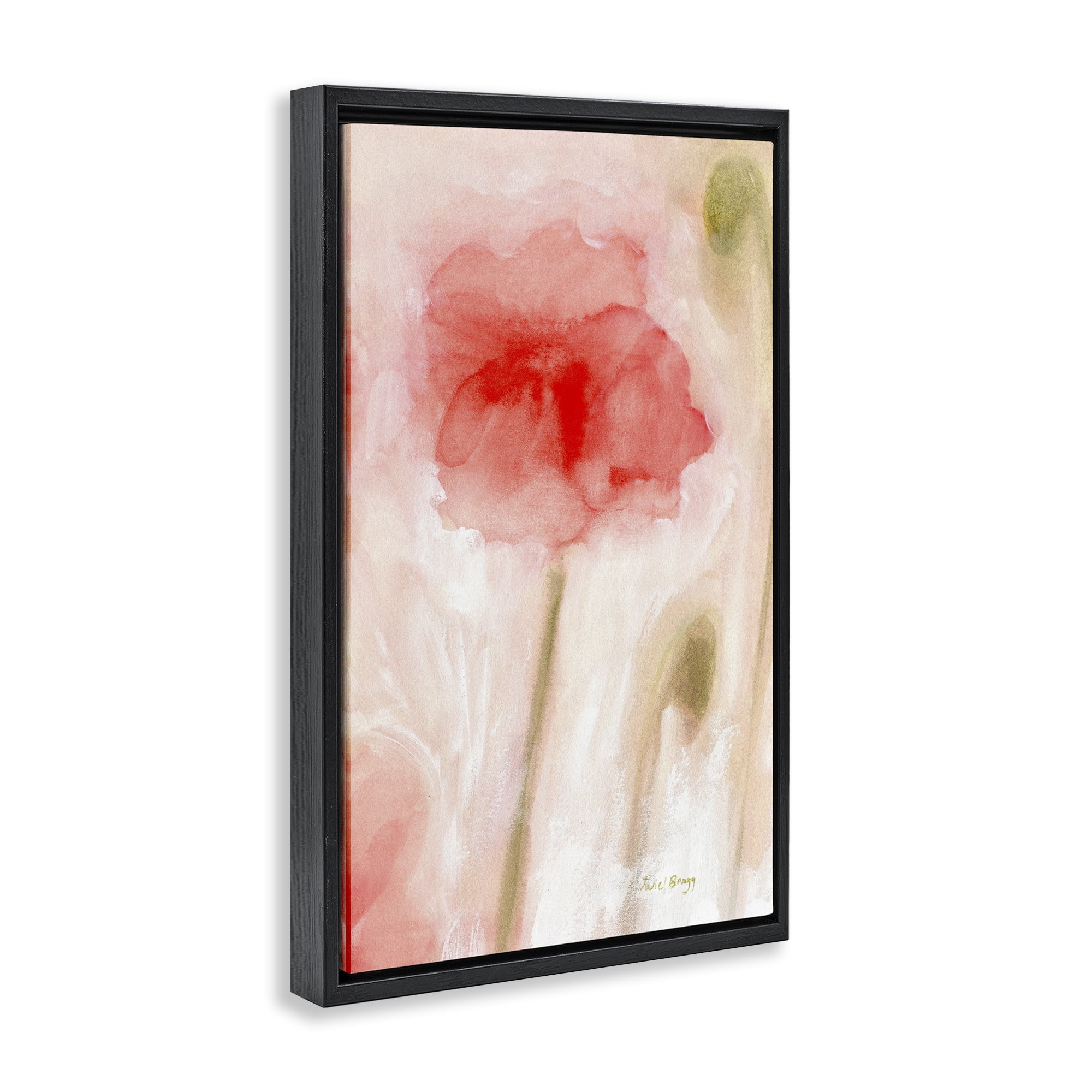 Stupell Industries Abstract Budding Flower Botanical & Floral Painting Black Floater Framed Art Print Wall Art, 21 x 31