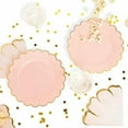 thumbnail image 2 of Pink Plastic Plates for Party, 50-Pack - 9 in Pink & Gold Glossy Scalloped Edge - Disposable Heavy-Duty Fancy Plates for Birthday & Baby Shower, 2 of 6