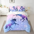 thumbnail image 2 of Manfei Animal Unicorn Bedding Comforter Set 7 Pieces for Girls Female,Dreamy Princess Full Bedding Set Lightweight,Gradient Galaxy Universe Fitted Sheet Flat Sheet,Microfiber Bedroom Decor, 2 of 8