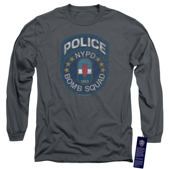 New York City Bomb Squad Long Sleeve Adult 18/1 T-Shirt Charcoal