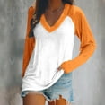 thumbnail image 2 of FAIWAD Women’s Color Block Tunic Top Long Sleeve Patchwork V Neck Plus Size Pullover Top, 2 of 4