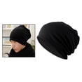 thumbnail image 4 of Cotton Slouchy Skull Cap Solid Stretchy Chemo Skull Hat For Women Men Black, 4 of 6