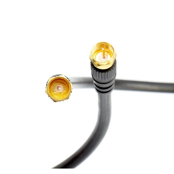 Coaxial Cable (Coax Cable) 75ft with Gold, Easy Grip Connectors- Black - 75 Ohm RG6 F-Type Coaxial TV Cable - 75 Feet Black