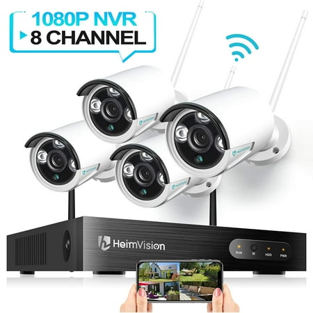HeimVision HM241 Wireless Security Camera System, 8CH 1080P NVR System 4pcs 960P 1.3MP WIFI IP Security Surveillance Cameras with Night Vision, Weatherproof, Motion Detection, No Hard (Best Nvr Camera System 2019)