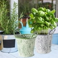 thumbnail image 6 of Acanthus Patterned Round Planters, Set of 2, Embossed, Green and Grey with White Vintage Patina, 8.75 Inches, Cache Pots, 6 of 6
