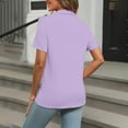 thumbnail image 6 of Uooqdmx Plus Size Tops for Women Button Down Shirts for Women Short Sleeve Shirts Summer Button Down Collared Tops Casual Loose Tees Casual Tops for Women Purple L, 6 of 6