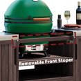 thumbnail image 3 of BIGWOO Outdoor Solid Wood Rolling Grill Cart for Big Green Egg Grills with Stainless Steel Table Top, 66.5" Dark Brown, 3 of 10