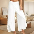 thumbnail image 3 of Cotton Basic Casual Pants Asymmetrical Women Simple Pants Side Slit Daily Outfit, 3 of 7