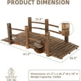 thumbnail image 6 of Wood Garden Bridge Classic Wooden Arch Stained Finish Footbridge with Safety Railings, 530 lbs Capacity, Decorative Pond Bridge Landscaping for Outdoor Yard Farm Garden Creek Ponds, Carbonized, 6 of 15