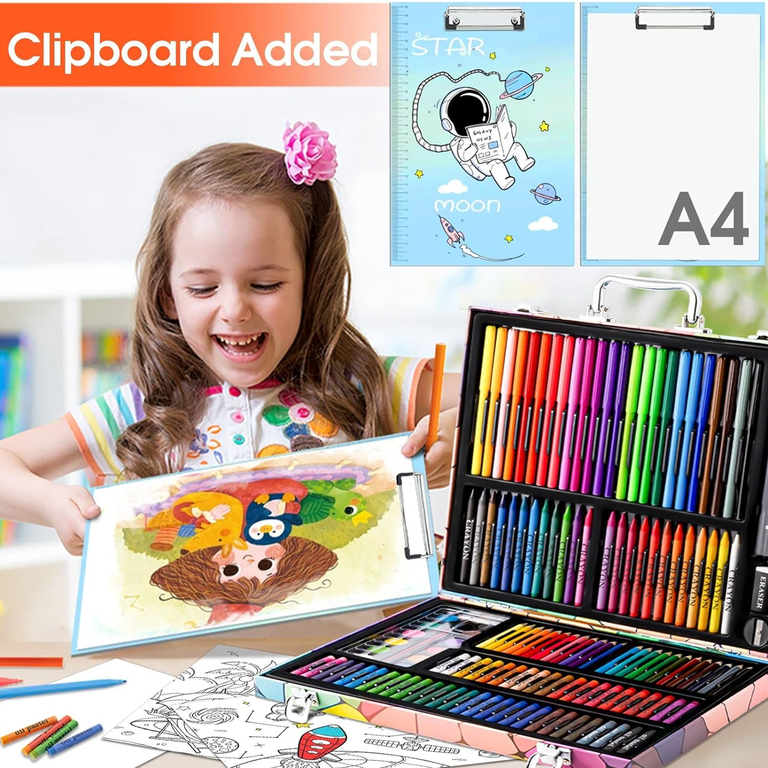 Art Supplies Kit 180 Pieces With Clipboard And Papers photo 7