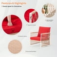 thumbnail image 3 of Meetleisure 4 Pieces Outdoor Wicker Conversation Set, All-Weather Rattan Patio Furniture Sets with Cushions, Red, 3 of 9