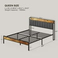 thumbnail image 4 of Metal Platform Queen Bed Frame with Storage Headboard–Durable and Stylish for Adults, Dark Grey, 4 of 9