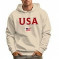 thumbnail image 2 of Men's 100% Cotton Red USA Hoodie 330g Thick Pocket Hood, 2 of 16