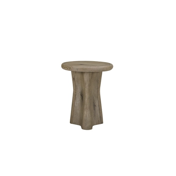 JERFIT English Knotty Oak End Table, Drop Shape Accent Table with Round Top, Solid Wood & MDF Side Table for Living Room, Bedroom, Entryway