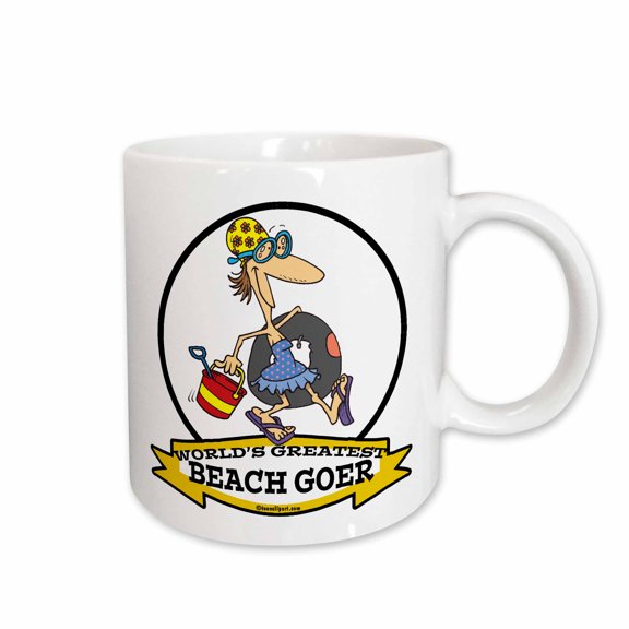 3drose, Funny Worlds Greatest Beach Goer Women Cartoon, 11oz Mug
